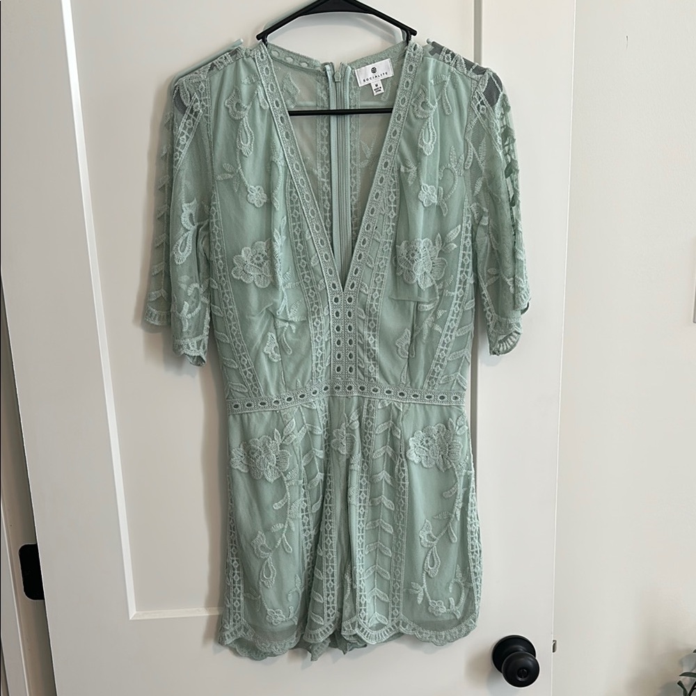 Mint Green Lace Romper